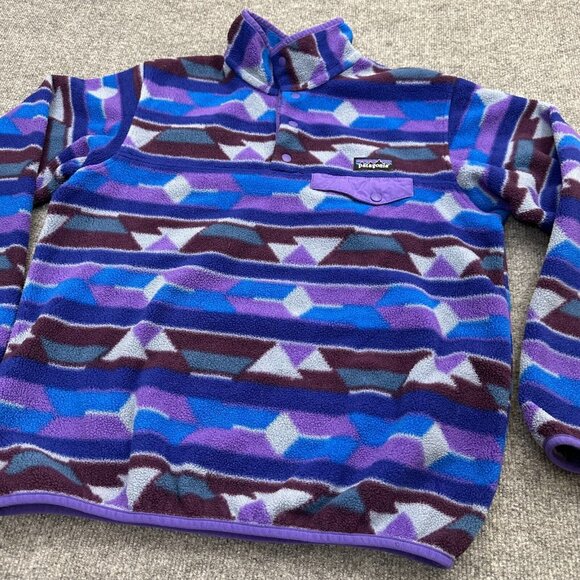Patagonia Fleece Jacket Snap-T Synchilla Pullover Tribal Aztec Women's M - Picture 5 of 13